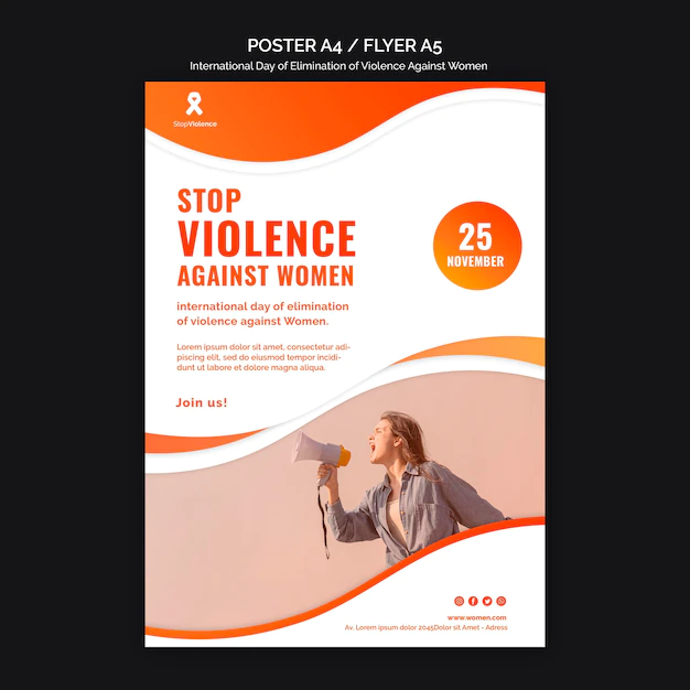 Free PSD | Awareness of violence against women poster a4 with photo