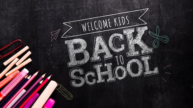 Free PSD | Back to school message on blackboard mock-up