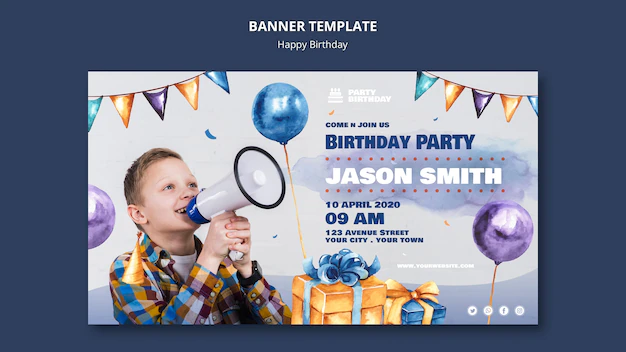 Free PSD | Banner template with birthday party