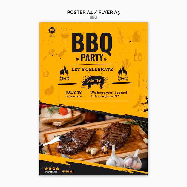 Free PSD | Barbecue party flyer template