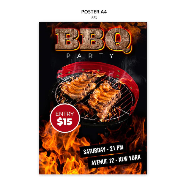 Free PSD | Bbq poster a4 template