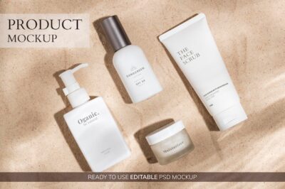Free PSD | Beauty mockup psd, cosmetic product packaging for beauty and skincare set