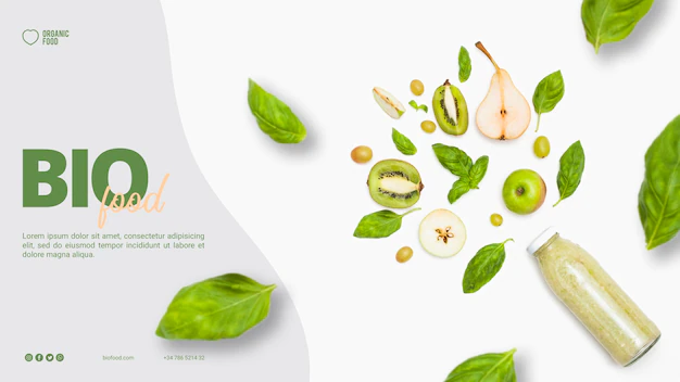Free PSD | Bio food banner template with photo