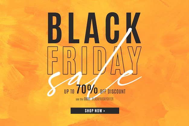 Free PSD | Black friday sale banner in yellow acrylic painted background