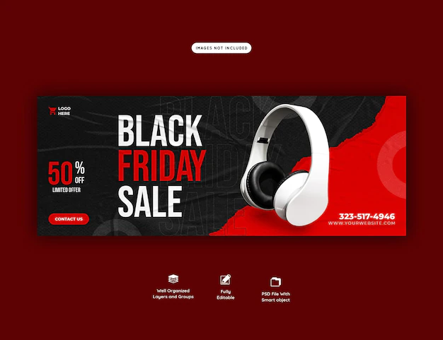 Free PSD | Black friday super sale facebook cover template