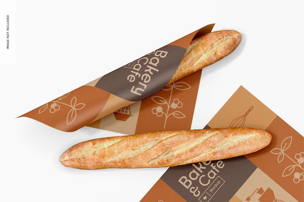 Free PSD | Bread wrapping paper mockup