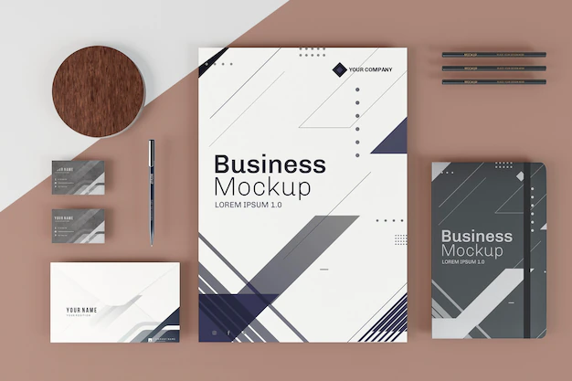 Free PSD | Business stationery mock-up arrangement top view