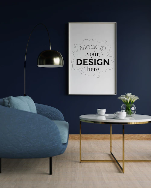 Free PSD | Canvas mockup, wall art in living room