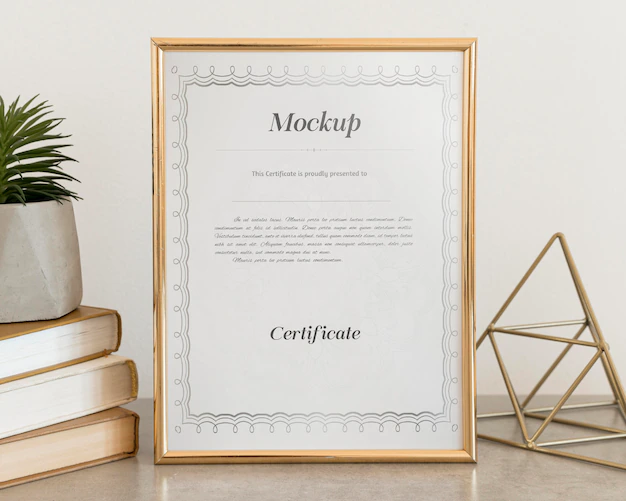 Free PSD | Certificate concept with frame mockup