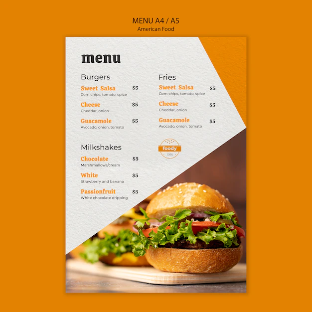 Free PSD | Cheeseburger and healthy veggies menu
