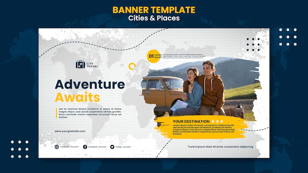 Free PSD | Cities and places banner template