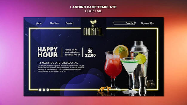 Free PSD | Cocktail concept landing page template