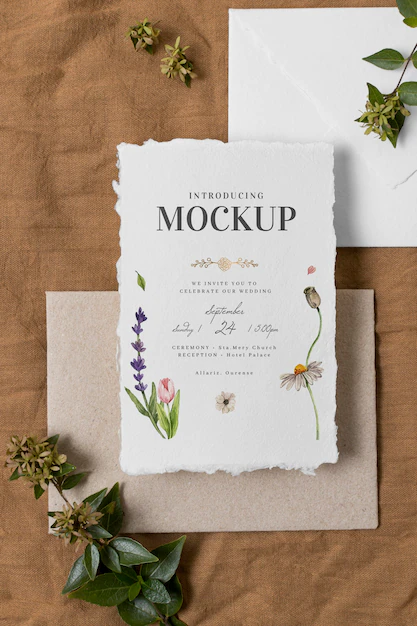 Free PSD | Composition of wedding mock-up cards