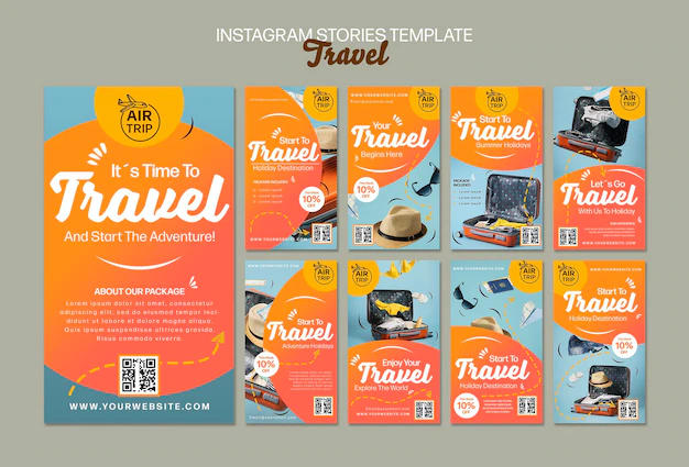 Free PSD | Creative traveling social media stories