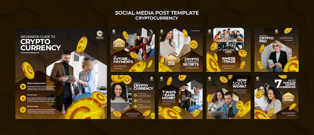 Free PSD | Cryptocurrency instagram posts template design