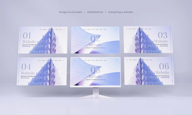 Free PSD | Desktop screen with website presentation mockup isolated