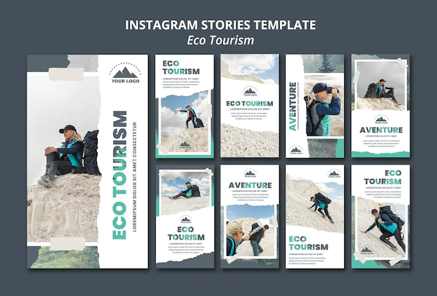 Free PSD | Eco tourism instagram stories template