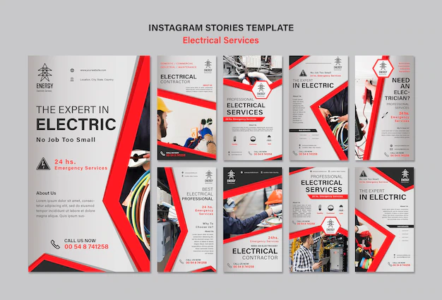 Free PSD | Electrical services instagram stories