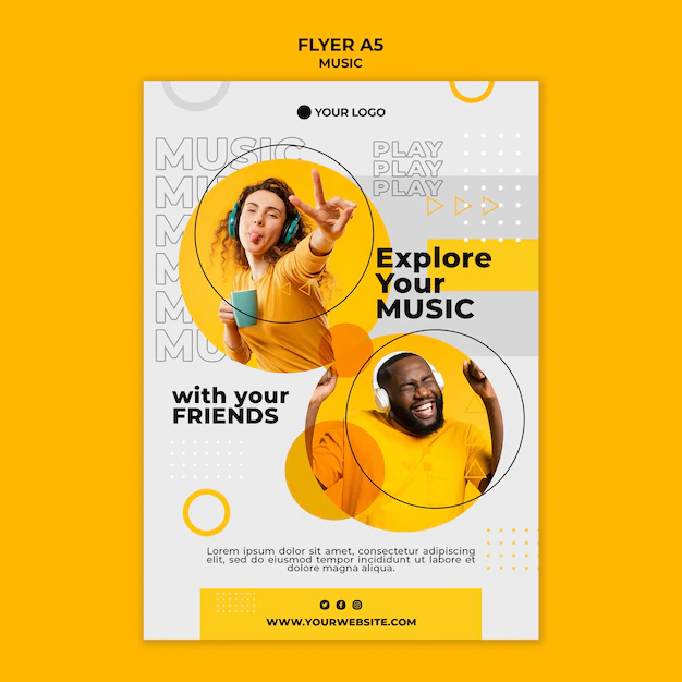 Free PSD | Explore your music with friends flyer template