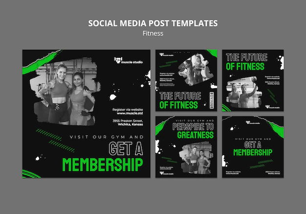 Free PSD | Fitness and health instagram posts collection