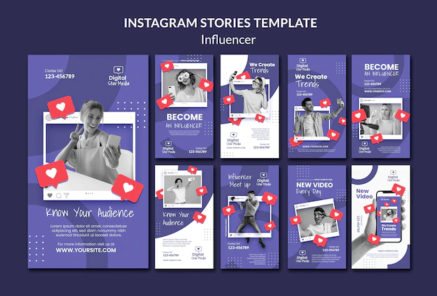 Free PSD | Flat design instagram stories influencer design template