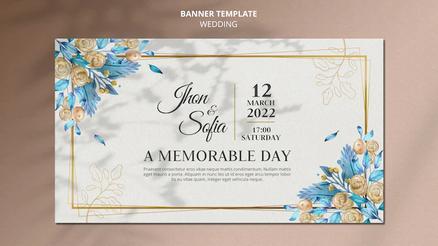 Free PSD | Floral wedding invitation banner template