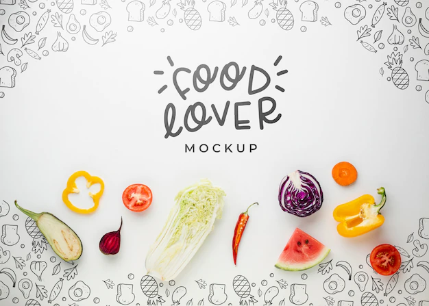 Free PSD | Food lover mock-up with veggies and fruits