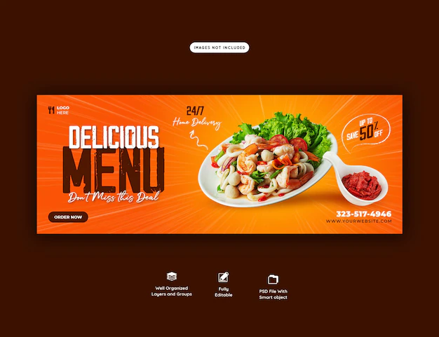 Free PSD | Food menu and restaurant facebook cover template