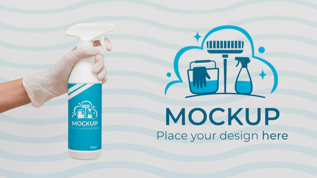 Free PSD | Front view cleaning product with mock-up packaging