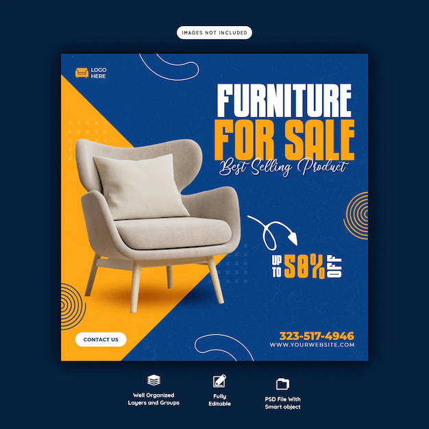 Free PSD | Furniture sale social media banner template