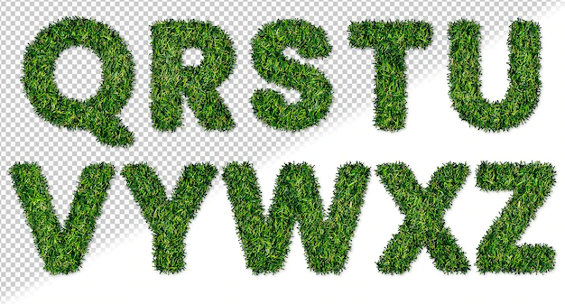 Free PSD | Grass alphabet letters set q to z