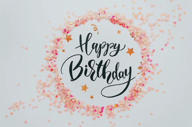 Free PSD | Happy birthday to you pink circular frame of confetti