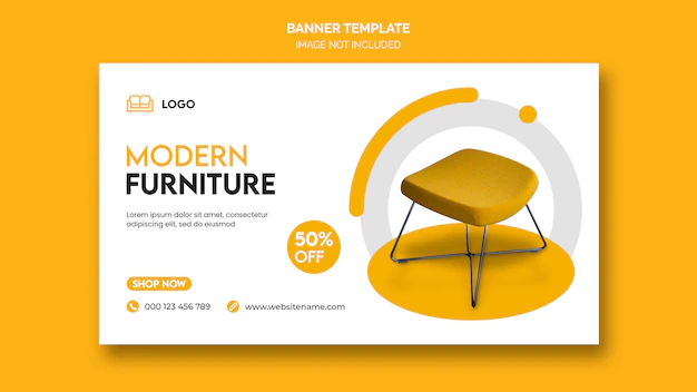 Free PSD | Horizontal banner or facebook cover with minimal design and home furniture discount