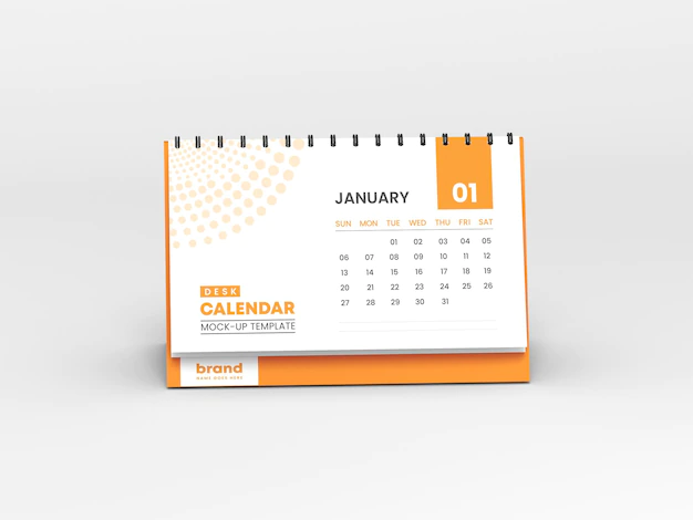 Free PSD | Horizontal desk calendar mockup