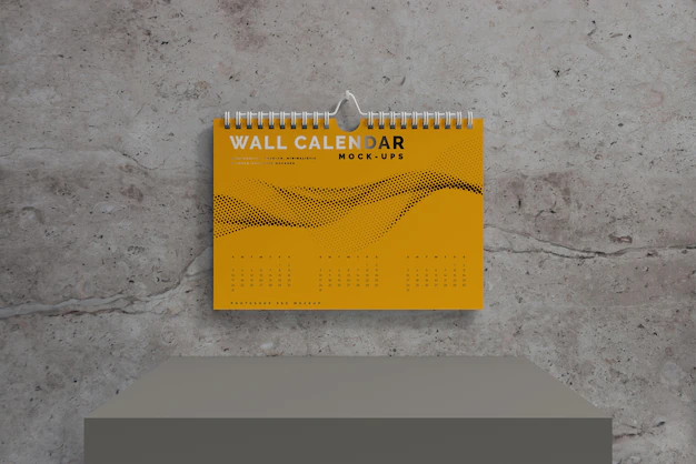 Free PSD | Horizontal wall calendar mockup