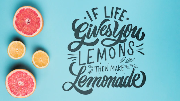 Free PSD | If life gives you lemons, then make lemonade. motivational lettering quote