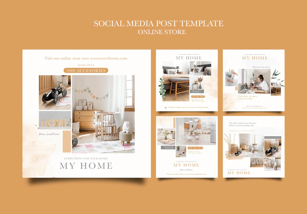 Free PSD | Instagram posts collection for home furniture online shop