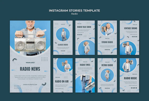 Free PSD | Instagram stories collection for radio transmission