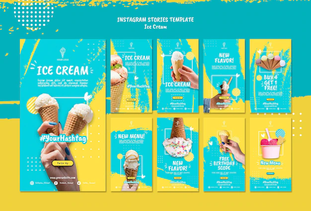 Free PSD | Instagram stories with ice cream