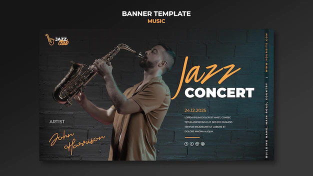 Free PSD | Jazz concert banner template