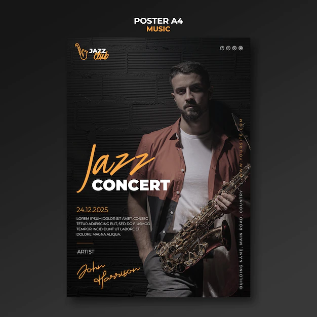 Free PSD | Jazz concert print template