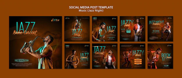 Free PSD | Jazz concert social media posts