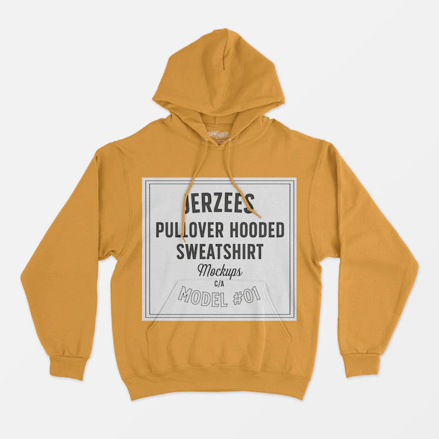 Free PSD | Jerzees pullover hooded sweatshirt mockup 01