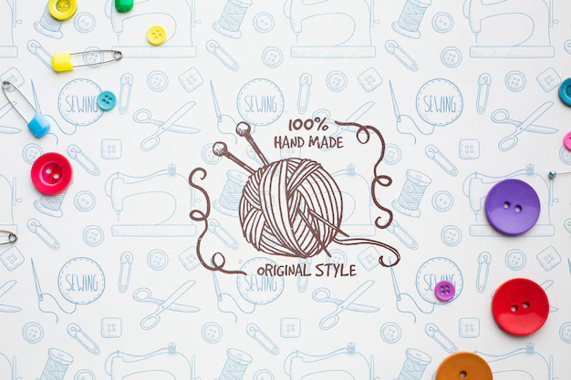 Free PSD | Knitting mock-up with safety pins