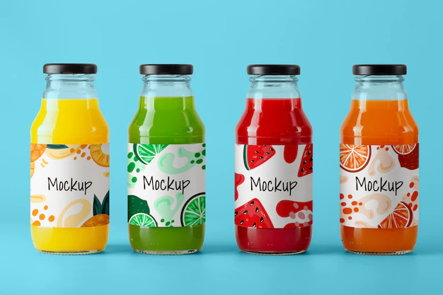 Free PSD | Label mockup of glass bottle