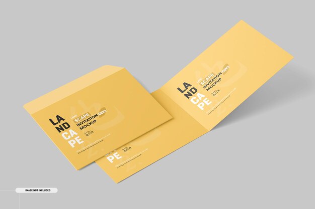 Free PSD | Landscape folded invitation card mockup