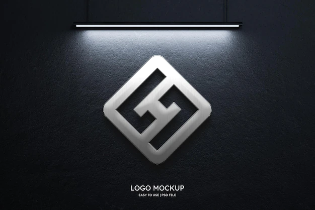 Free PSD | Logo mockup on grey wall