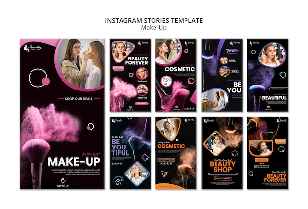 Free PSD | Make-up concept instagram stories template