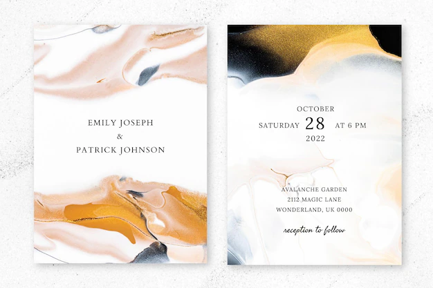 Free PSD | Marble wedding invitation template psd in aesthetic style