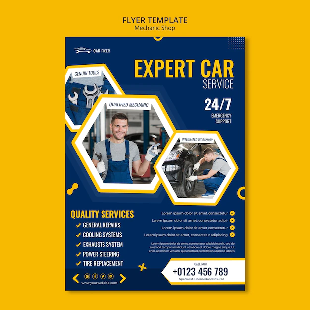 Free PSD | Mechanic shop flyer template